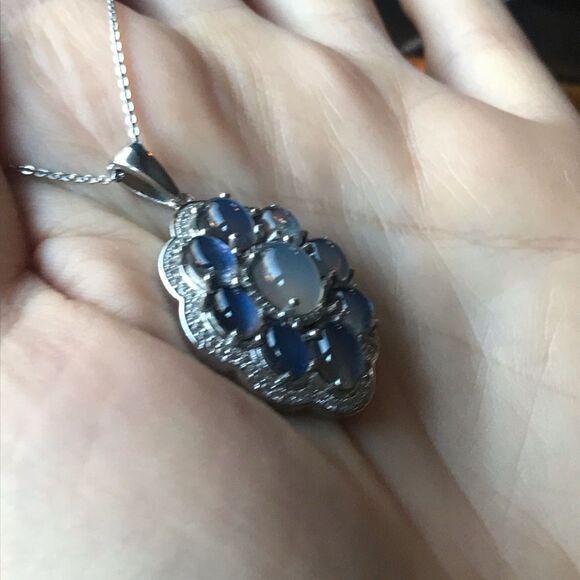 Aurora Moonstone Sterling Silver Necklace - Picture 2 of 8